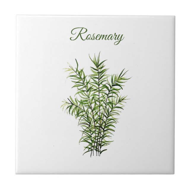 Rosemary Herb Greenery Kitchen Culinary Green chic Tile (Front)