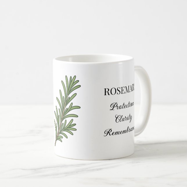 Rosemary Herb Illustration and Uses Coffee Mug (Front Right)
