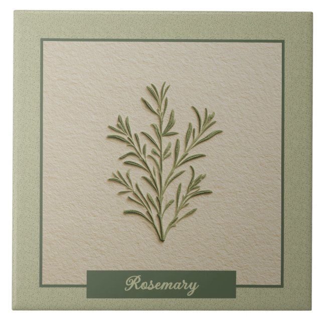 Rosemary Herb Kitchen Decor Faux Relief Tile (Front)