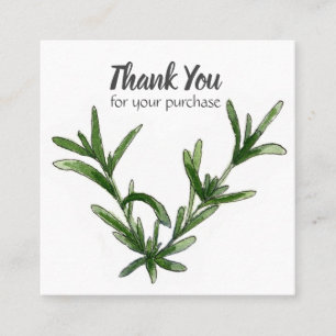 Rosemary Herb Plant Thank You For Your Purchase Square Business Card