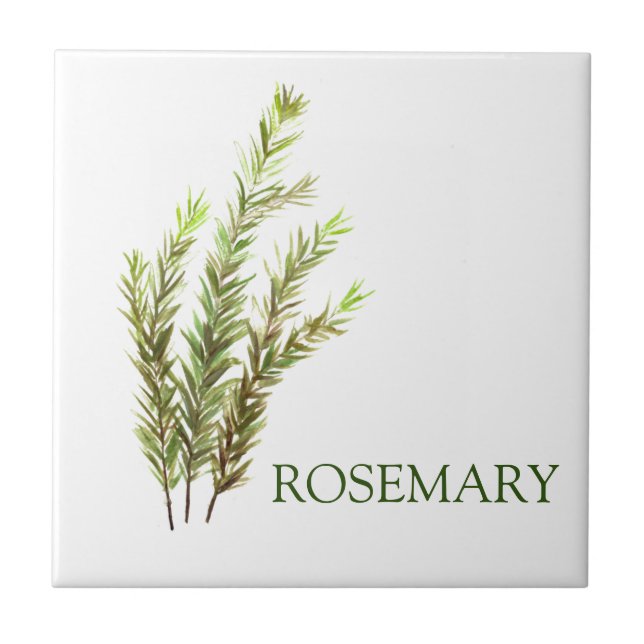 Rosemary Herbs Green Kitchen Vintage Green Tile (Front)