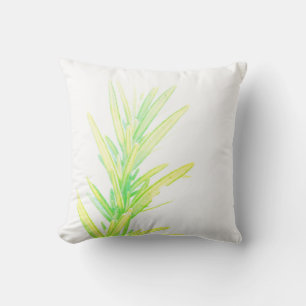 Rosemary Plant Green Leaves Cushion Throw Pillow