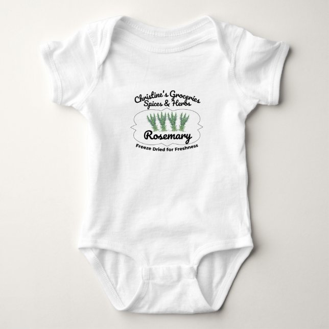 Rosemary spice jar. baby bodysuit (Front)
