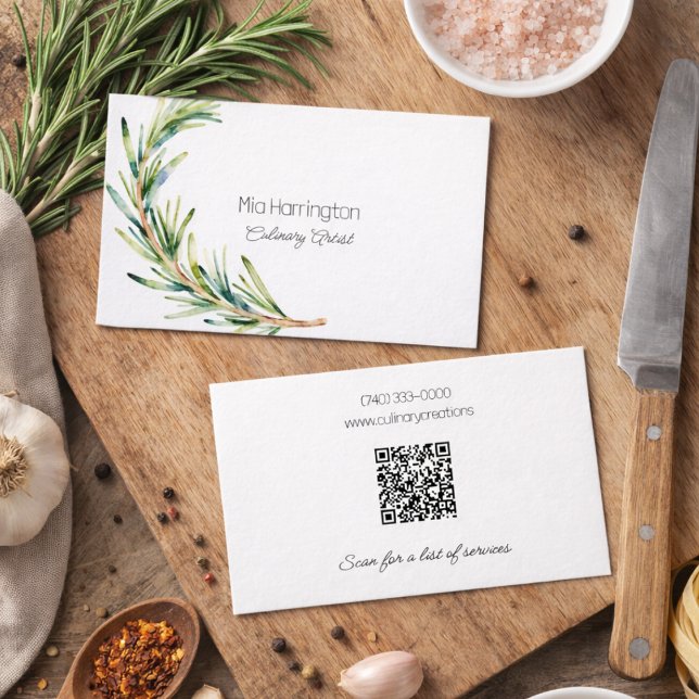 Rosemary Sprig with QR Code Business Card (Creator Uploaded)