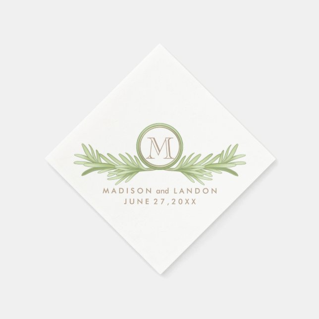 Rosemary Sprigs Herbal Wedding Napkin (Corner)