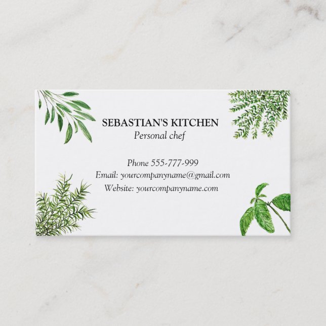 Rosemary Thyme Sage Herbs Culinary Chef  Business  Business Card (Front)