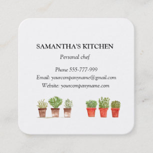 Rosemary Thyme Sage Herbs Culinary Chef Pots Square Business Card