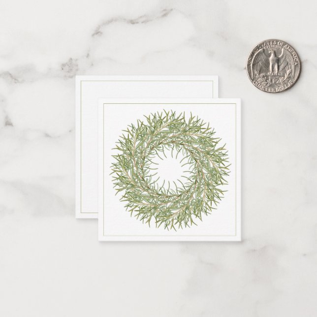 ROSEMARY WREATH 2.5" Square Flat Note Card (Front/Back In Situ)