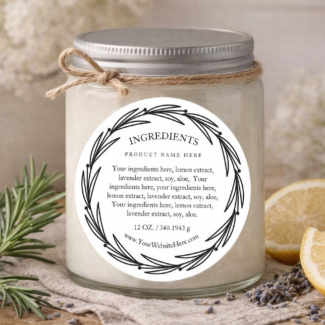 Rosemary Wreath Ingredients Product Label Stickers (Rosemary Wreath Ingredients Product Label Stickers)