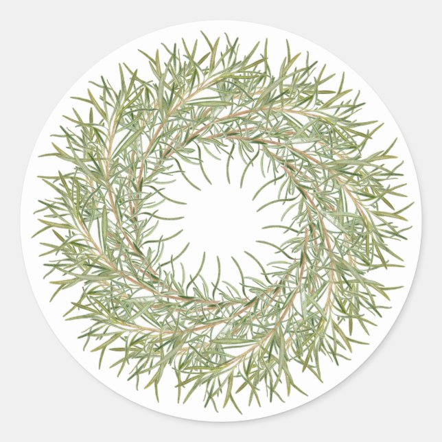 ROSEMARY WREATH Large Round Stickers (Front)
