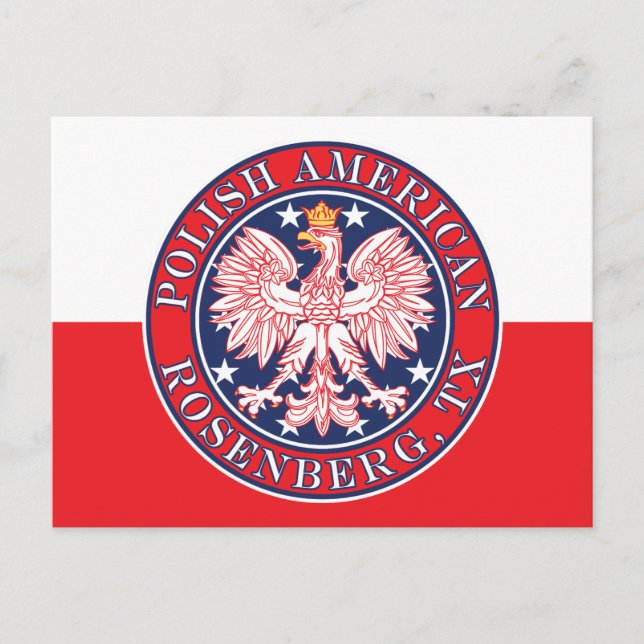Rosenberg Texas Polish American Eagle Postcard (Front)
