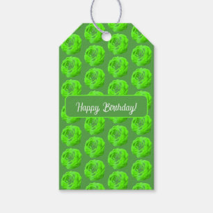 Rosenblüte in Grün, 3D-Optik - Gift Tags