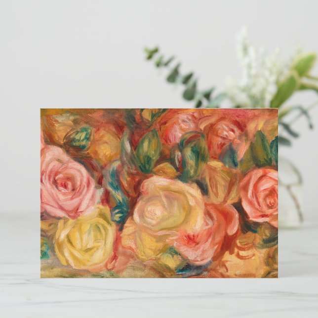 Roses, 1912 by Pierre-Auguste Renoir Holiday Card (Standing Front)