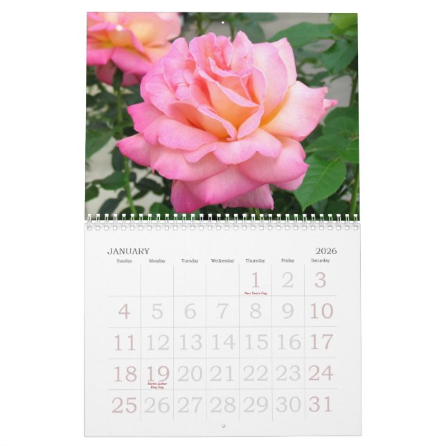 Roses 2018 Custom Calendar (Jan 2026)