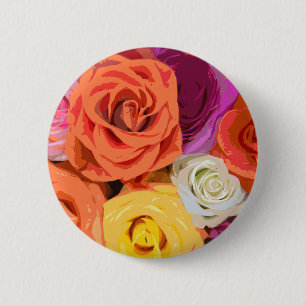 Roses 6 Cm Round Badge