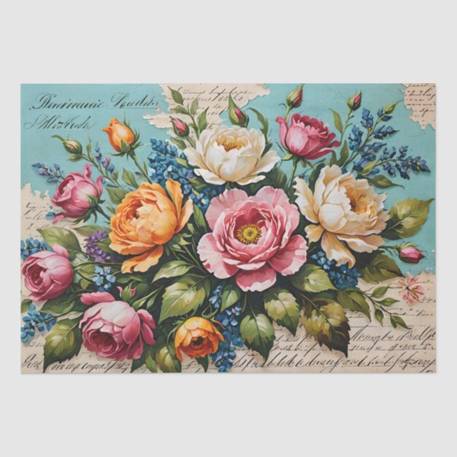 Roses acrylic painting Decoupage Tissue Paper (Front)