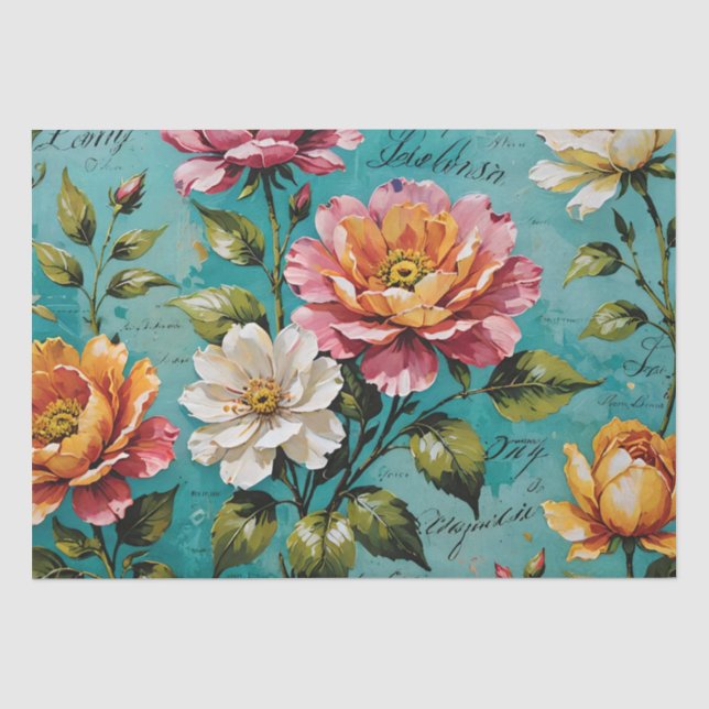 Roses acrylic painting Decoupage Tissue Paper (Front)