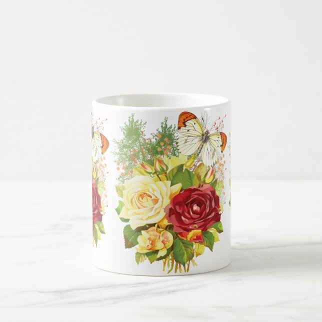 Rose's and a Butterfly Coffee Mug (Center)