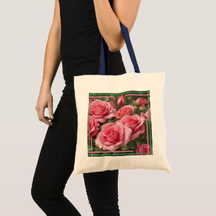 Roses and a Jean Pocket Tote Bag