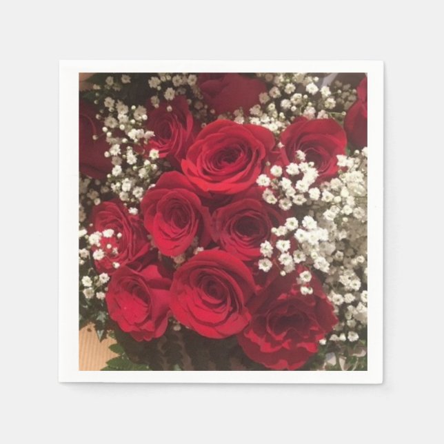 Roses and baby breath napkins (Front)