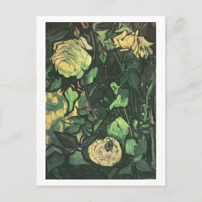 Roses and Beetle, Van Gogh Fine Art Postcard (Front)