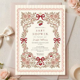 Roses and Bows Baby Shower Invitation