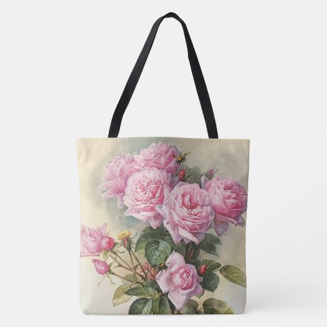 Roses and Bumblebees Paul de Longpre Fine Art Tote Bag (Front)