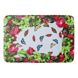 ROSES AND BUTTERFLIES Bath Mat