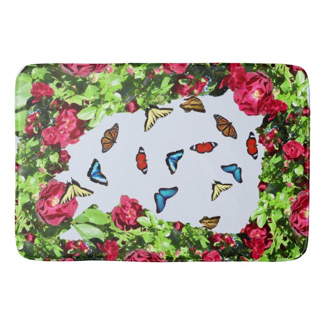 ROSES AND BUTTERFLIES Bath Mat (Front)