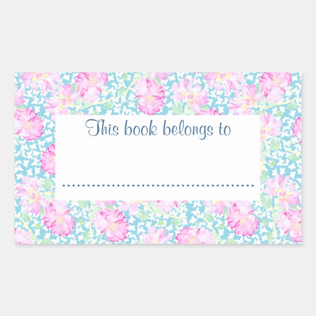 Roses and Butterflies Bookplates to Customise Rectangular Sticker (Front)