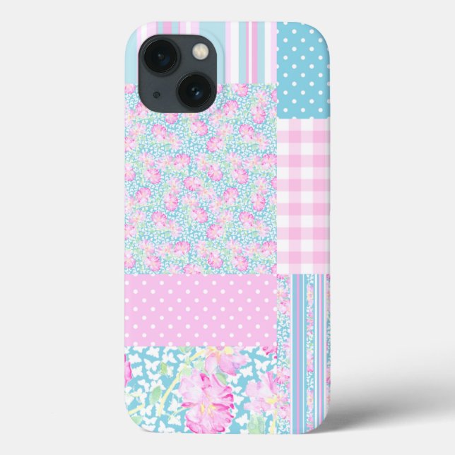 Roses and Butterflies, Faux Patchwork iPad Case (Back)