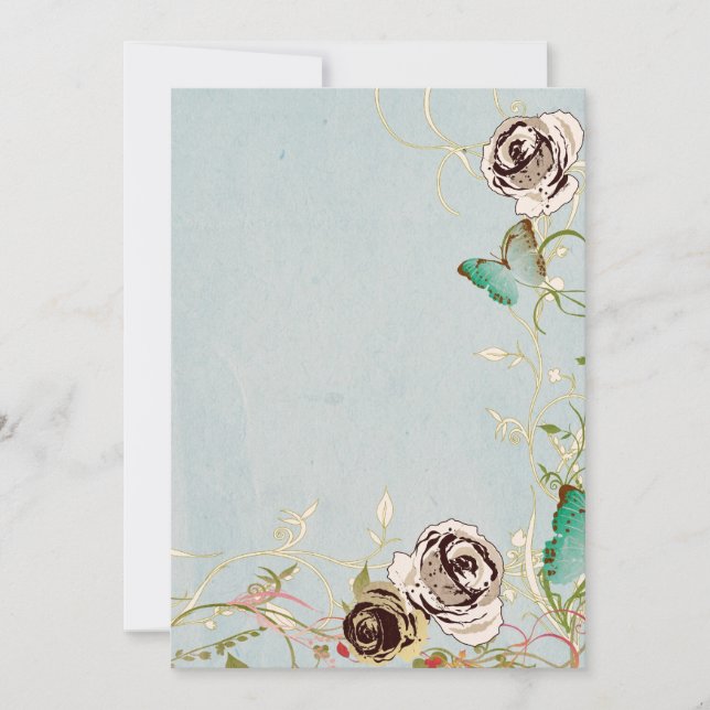 Roses and butterflies Invitation (Front)
