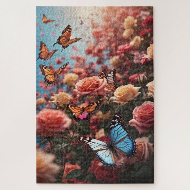 Roses and butterflies  jigsaw puzzle (Vertical)