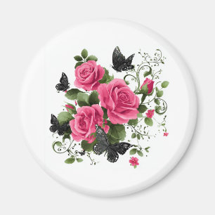 Roses and Butterflies Magnet