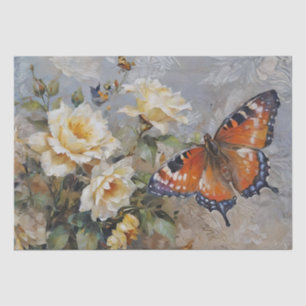 Roses and Butterflies Print Decoupage / Tissue Paper