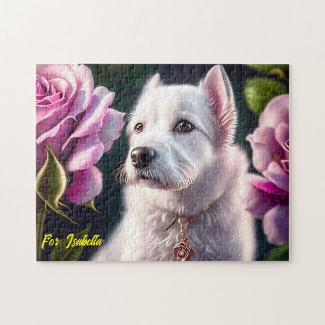 Roses And Cute Dog Collection Jigsaw Puzzle (Horizontal)
