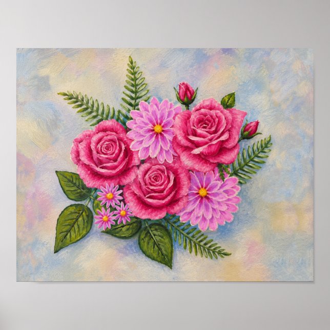 Roses and Dahlias Poster (Front)