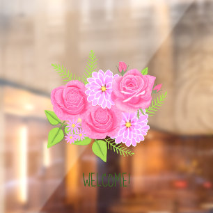 Roses and Dahlias Window Cling