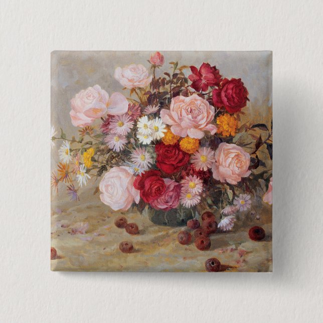 Roses and Daisies 15 Cm Square Badge (Front)