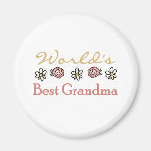 Roses and Daisies World's Best Grandma Magnet