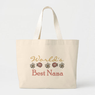 Roses and Daisies World's Best Nana Large Tote Bag
