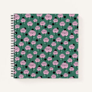 Roses and dots on dark green. notebook