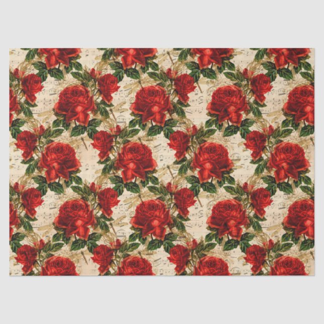 Roses and Dragonflies (Design 17) Tissue Paper (Front)