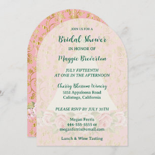 Rose's and Gold Bridal Shower Invitation