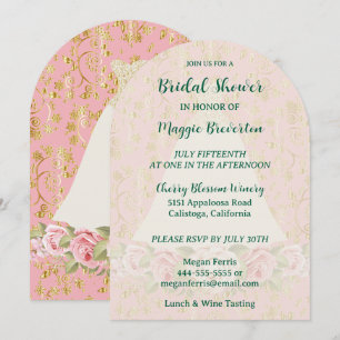 Rose's and Gold Bridal Shower Invitation