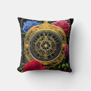 Roses and Gold Filigree Cushion