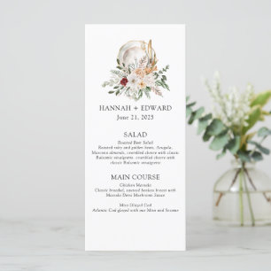 Roses and Greenery Simple Wedding Menu