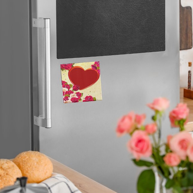 Roses and Heart Frame Add Your Photo Magnet (Creator Uploaded)