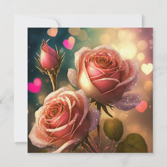 Roses and hearts holiday card (Front)