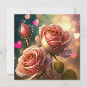 Roses and hearts holiday card